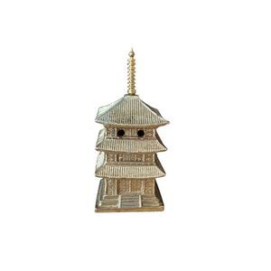Vintage Japanese Gold Pagoda Building Figurine 3"